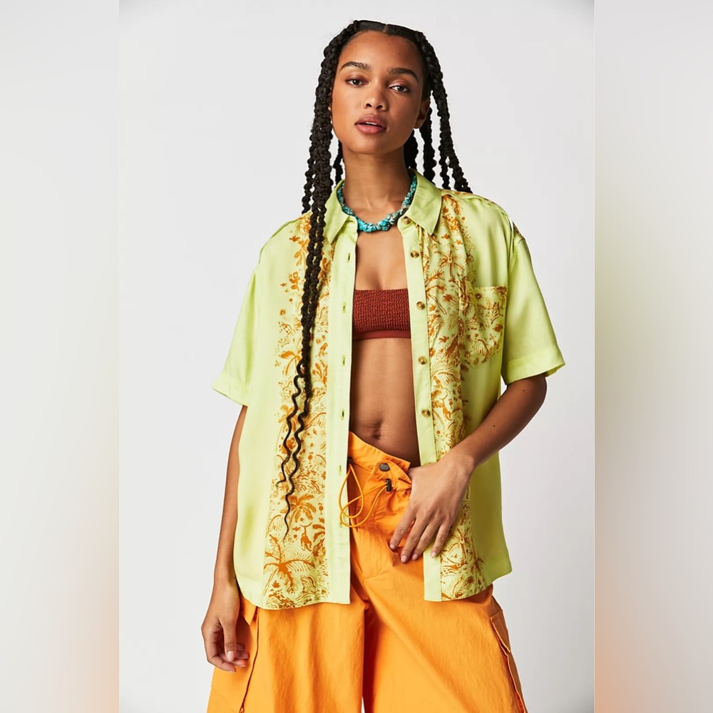 Free People Share Good Vibes Button down